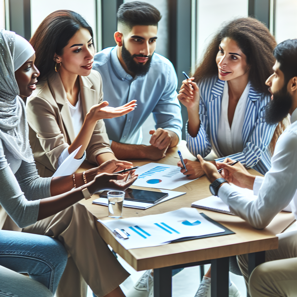 An image depicting diverse group of people providing feedback