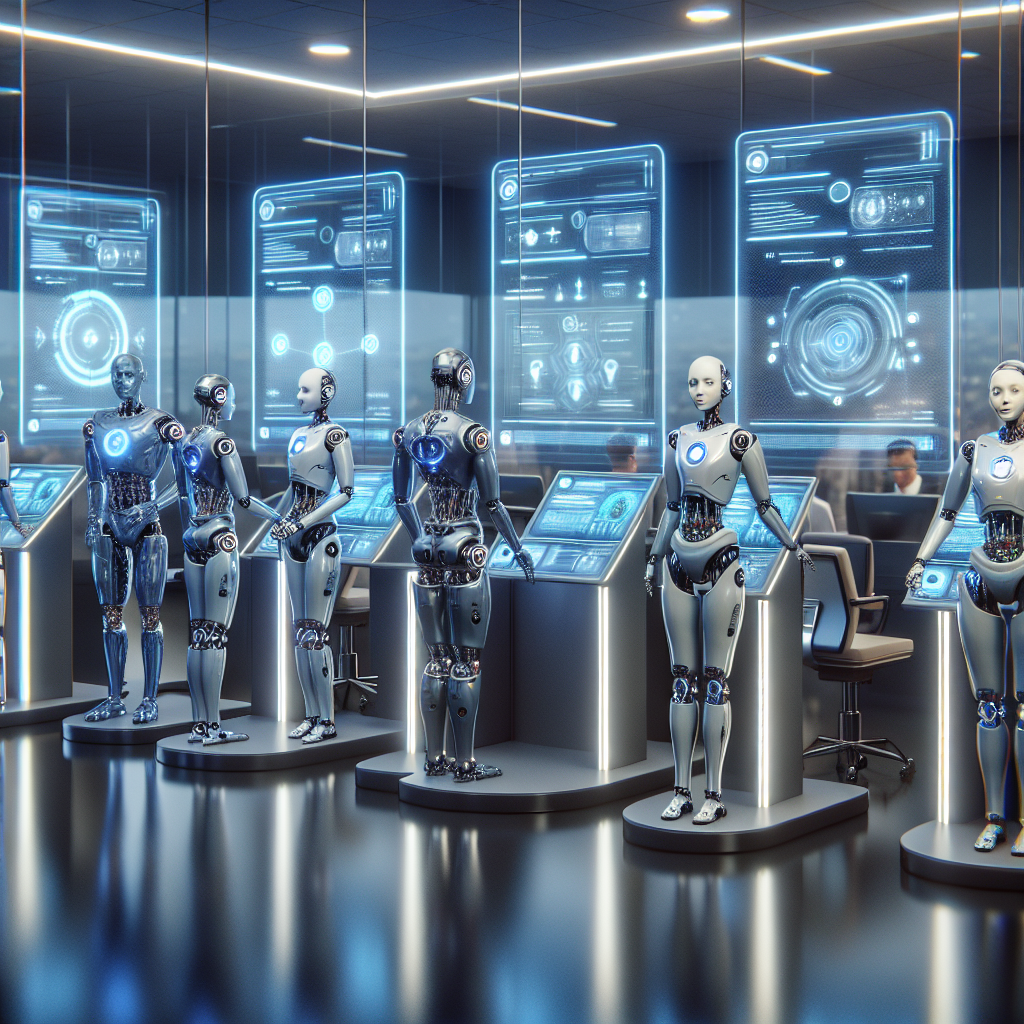 An image of a futuristic customer service scenario with AI elements